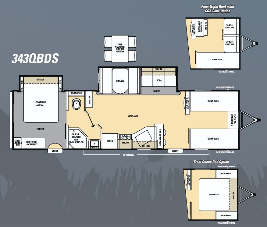 View 2016 Coachmen Catalina 343QBDS complete specs and manufacturer brochures