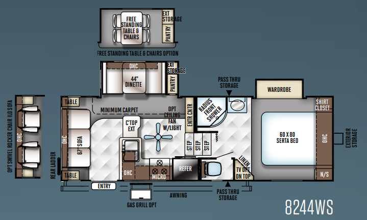 View 2016 Forest River Rockwood Signature Ultra Lite 8244WS complete specs and manufacturer brochures