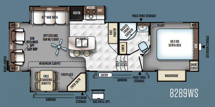 View 2016 Forest River Rockwood Signature Ultra Lite 8289WS complete specs and manufacturer brochures