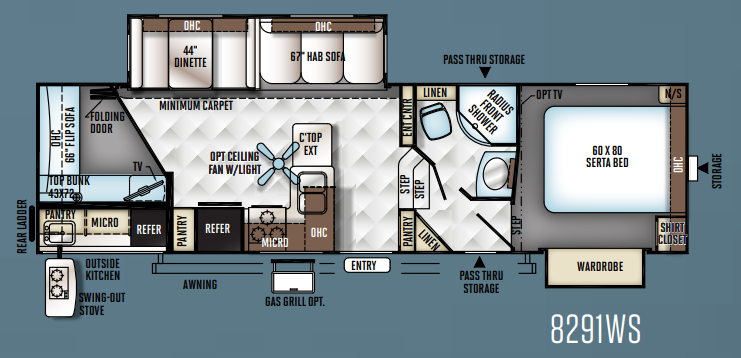 View 2016 Forest River Rockwood Signature Ultra Lite 8291WS complete specs and manufacturer brochures