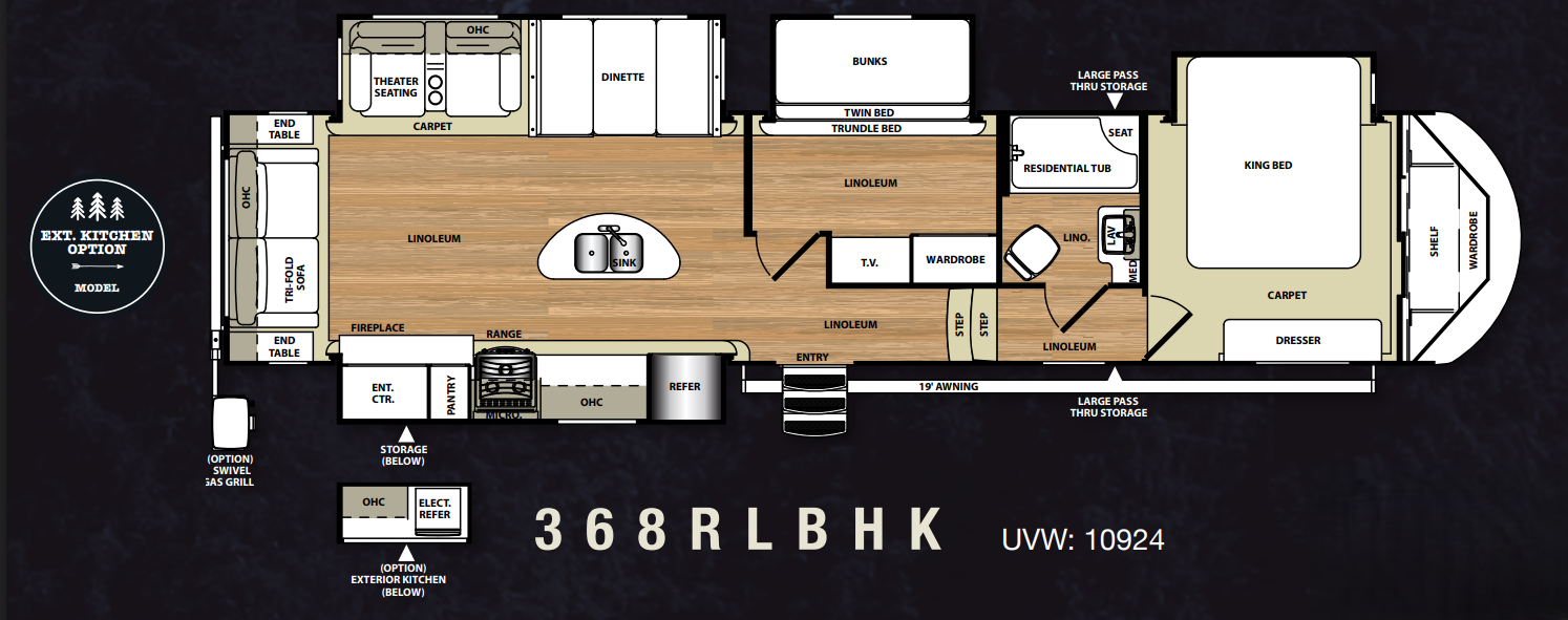 View 2016 Forest River Salem Hemisphere Lite 368RLBHK complete specs and manufacturer brochures