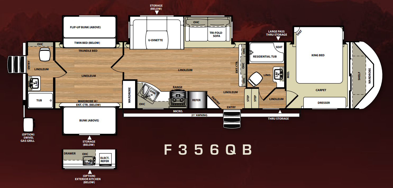 View 2016 Forest River Wildwood Heritage Glen Lite 356QB complete specs and manufacturer brochures