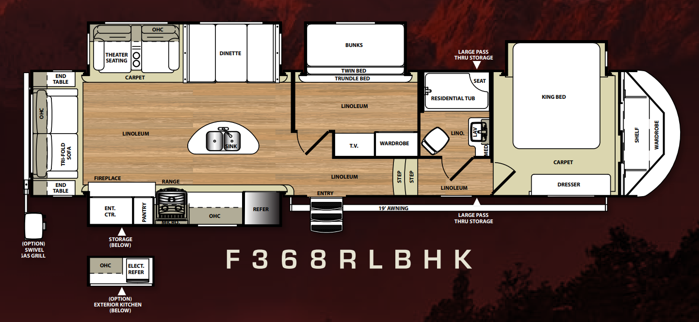 View 2016 Forest River Wildwood Heritage Glen Lite 368RLBHK complete specs and manufacturer brochures