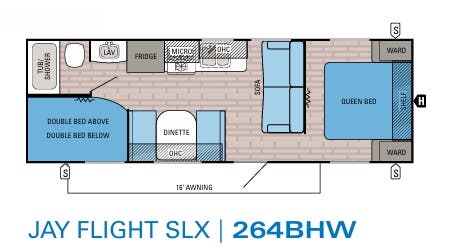 View 2016 Jayco Jay Flight SLX 264BHW complete specs and manufacturer brochures
