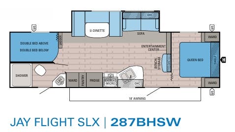 View 2016 Jayco Jay Flight SLX 287BHSW complete specs and manufacturer brochures