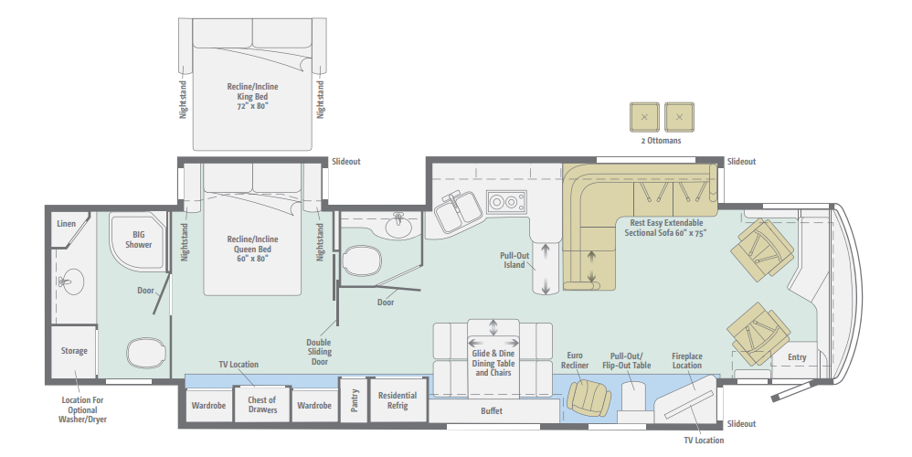 View 2016 Winnebago Meridian 42E complete specs and manufacturer brochures