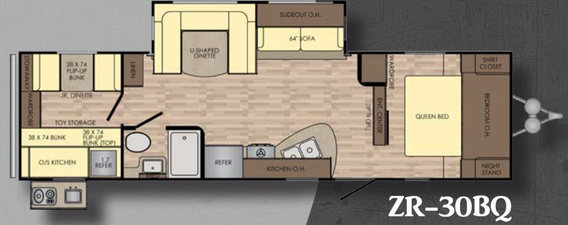 View 2017 CrossRoads Zinger ZR-30BQ complete specs and manufacturer brochures
