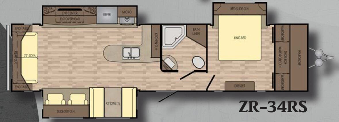 View 2017 CrossRoads Zinger ZR-34RS complete specs and manufacturer brochures