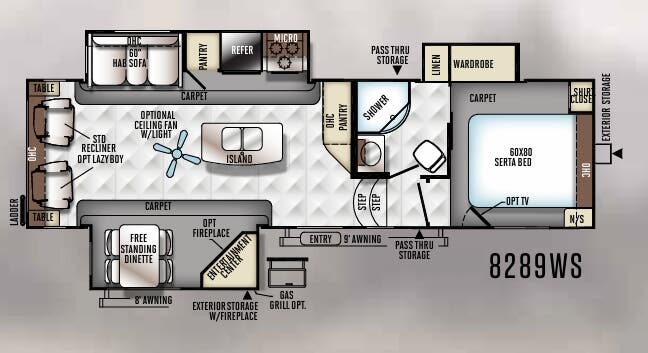 View 2017 Forest River Rockwood Signature Ultra Lite 8289WS complete specs and manufacturer brochures