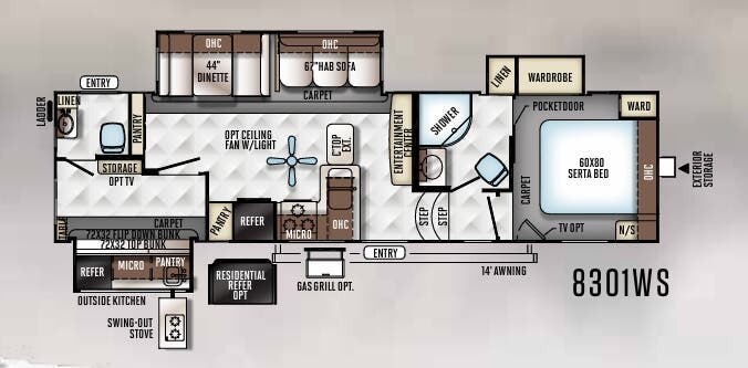 View 2017 Forest River Rockwood Signature Ultra Lite 8301WS complete specs and manufacturer brochures