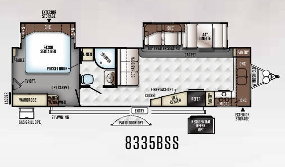 View 2017 Forest River Rockwood Signature Ultra Lite 8335BSS complete specs and manufacturer brochures