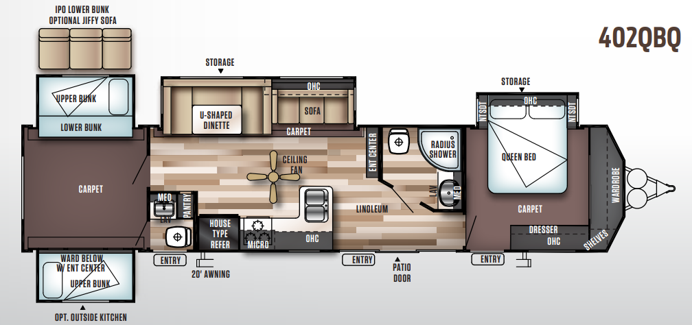 View 2017 Forest River Wildwood DLX 402QBQ complete specs and manufacturer brochures