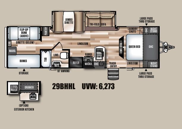 View 2017 Forest River Wildwood Heritage Glen Hyper-Lyte 29BHHL complete specs and manufacturer brochures