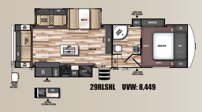 View 2017 Forest River Wildwood Heritage Glen Hyper-Lyte 29RLSHL complete specs and manufacturer brochures