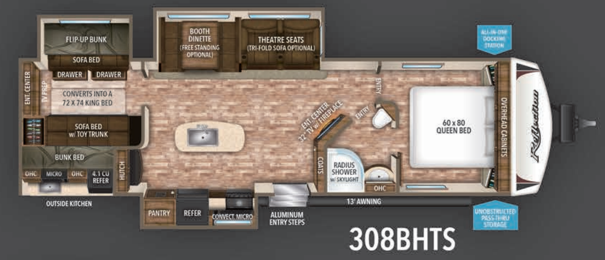 View 2017 Grand Design Reflection 308BHTS complete specs and manufacturer brochures