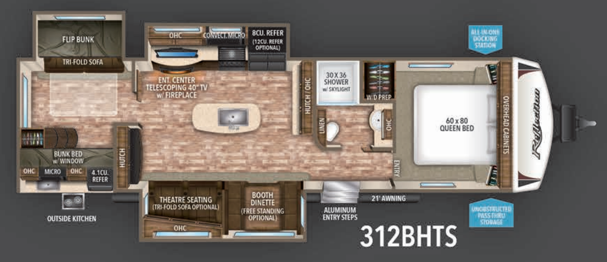 View 2017 Grand Design Reflection 312BHTS complete specs and manufacturer brochures