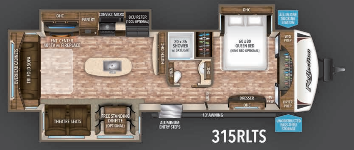 View 2017 Grand Design Reflection 315RLTS complete specs and manufacturer brochures