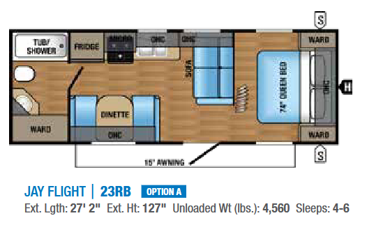 View 2017 Jayco Jay Flight 23RB complete specs and manufacturer brochures