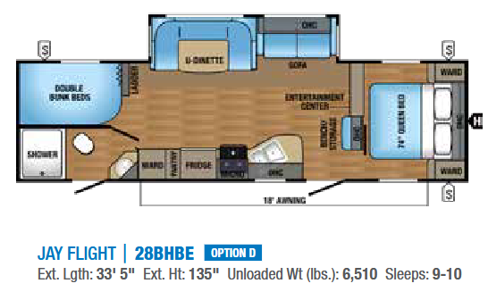 View 2017 Jayco Jay Flight 28BHBE complete specs and manufacturer brochures