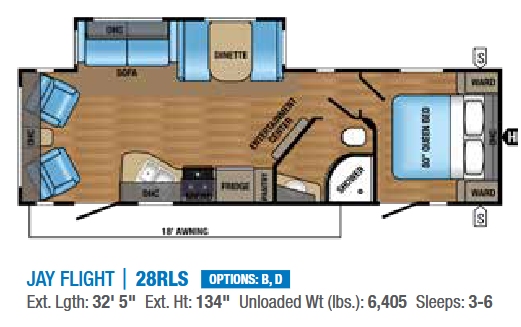 View 2017 Jayco Jay Flight 28RLS complete specs and manufacturer brochures