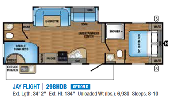 View 2017 Jayco Jay Flight 29BHDB complete specs and manufacturer brochures