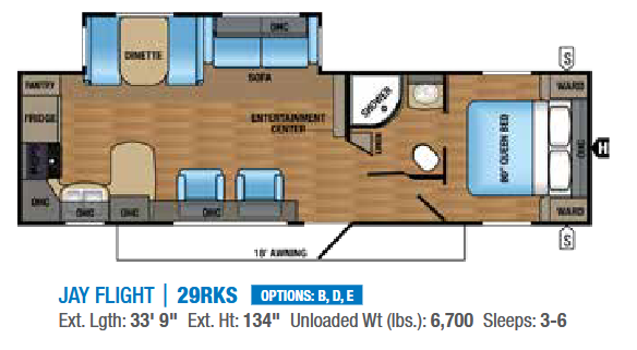 View 2017 Jayco Jay Flight 29RKS complete specs and manufacturer brochures