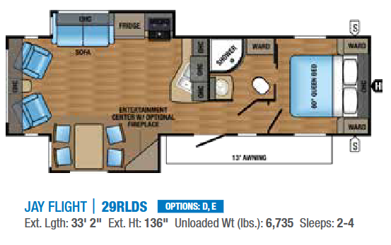 View 2017 Jayco Jay Flight 29RLDS complete specs and manufacturer brochures