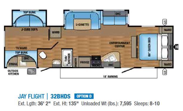 View 2017 Jayco Jay Flight 32BHDS complete specs and manufacturer brochures
