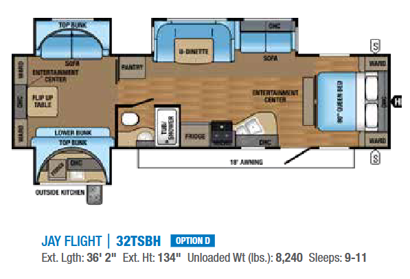 View 2017 Jayco Jay Flight 32TSBH complete specs and manufacturer brochures