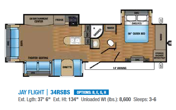 View 2017 Jayco Jay Flight 34RSBS complete specs and manufacturer brochures