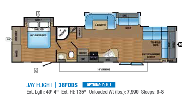 View 2017 Jayco Jay Flight 38FDDS complete specs and manufacturer brochures