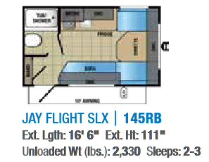 View 2017 Jayco Jay Flight SLX 145RB complete specs and manufacturer brochures