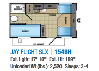View 2017 Jayco Jay Flight SLX 154BH complete specs and manufacturer brochures