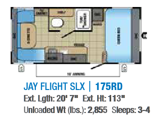 View 2017 Jayco Jay Flight SLX 175RD complete specs and manufacturer brochures