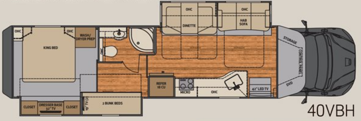 View 2017 Renegade RV Verona 40VBH complete specs and manufacturer brochures