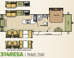 View 2017 Starcraft Travel Star 314RESA complete specs and manufacturer brochures