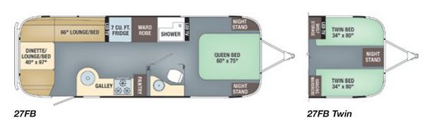 View 2018 Airstream Flying Cloud 27FB Twin complete specs and manufacturer brochures