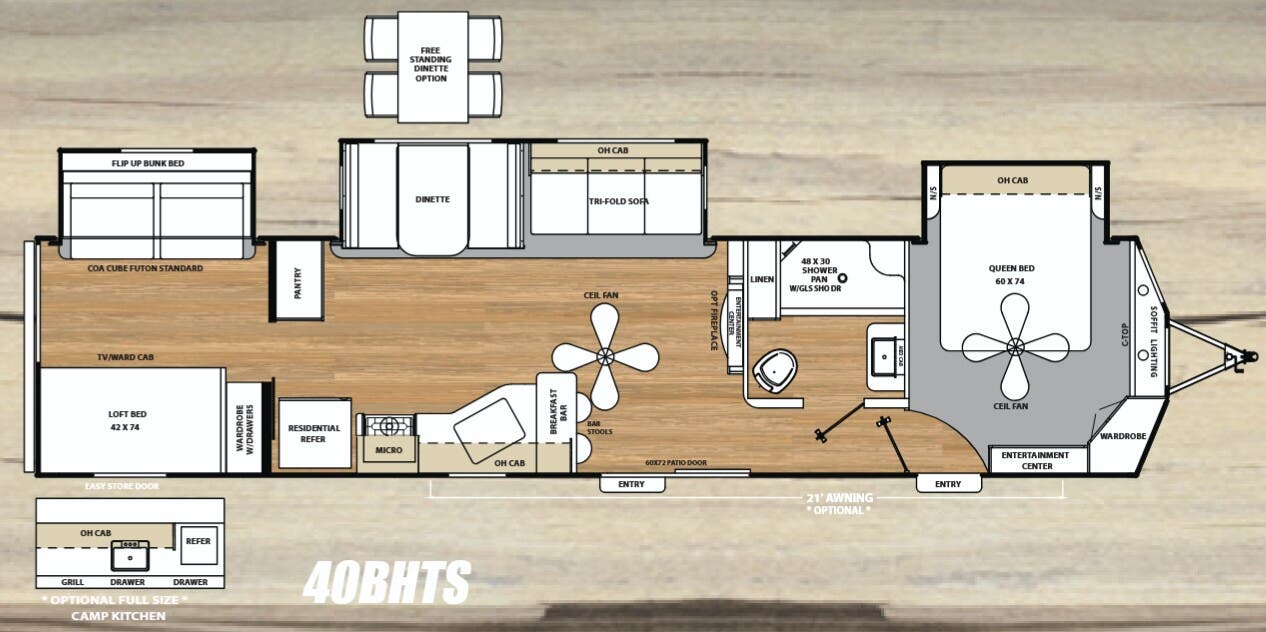 View 2018 Coachmen Catalina Destination 40BHTS complete specs and manufacturer brochures
