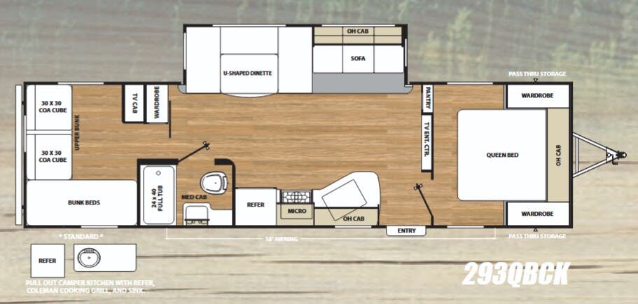 View 2018 Coachmen Catalina Legacy Edition 293QBCK complete specs and manufacturer brochures