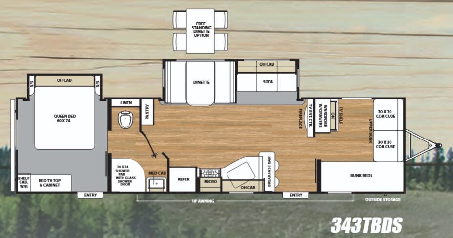 View 2018 Coachmen Catalina Legacy Edition 343TBDS complete specs and manufacturer brochures
