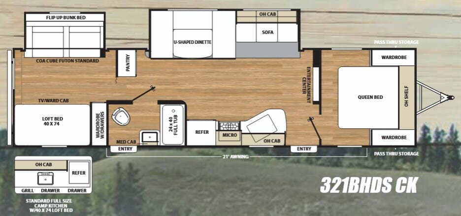 View 2018 Coachmen Catalina SBX 321BHDS CK complete specs and manufacturer brochures
