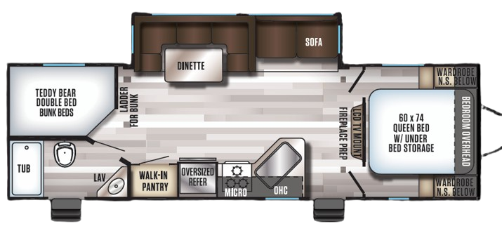 View 2018 Forest River Cherokee Alpha Wolf 26DBH-L complete specs and manufacturer brochures