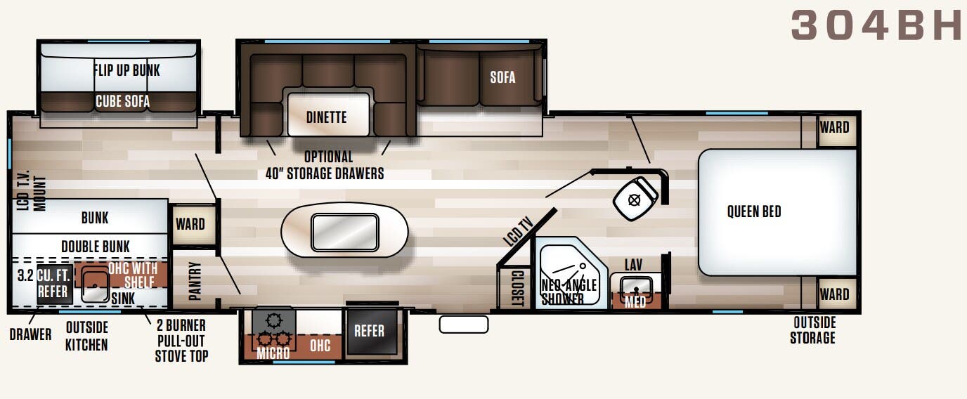 View 2018 Forest River Cherokee Patriot Edition 304BH complete specs and manufacturer brochures