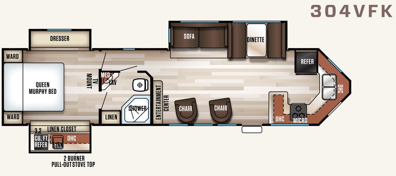 View 2018 Forest River Cherokee Patriot Edition 304VFK complete specs and manufacturer brochures