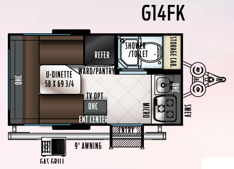 View 2018 Forest River Rockwood Geo Pro G14FK complete specs and manufacturer brochures