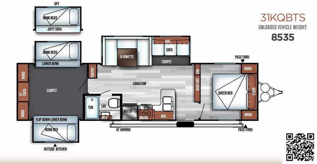 View 2018 Forest River Salem 31KQBTS complete specs and manufacturer brochures