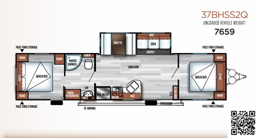 View 2018 Forest River Salem 37BHSS2Q complete specs and manufacturer brochures