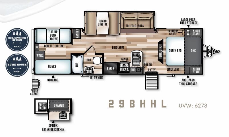 View 2018 Forest River Salem Hemisphere Hyper-Lyte 29BHHL complete specs and manufacturer brochures