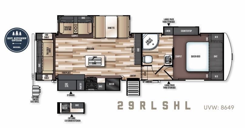 View 2018 Forest River Salem Hemisphere Hyper-Lyte 29RLSHL complete specs and manufacturer brochures