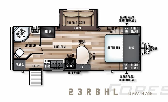 View 2018 Forest River Wildwood Heritage Glen Hyper-Lyte Hemisphere 23RBHL complete specs and manufacturer brochures